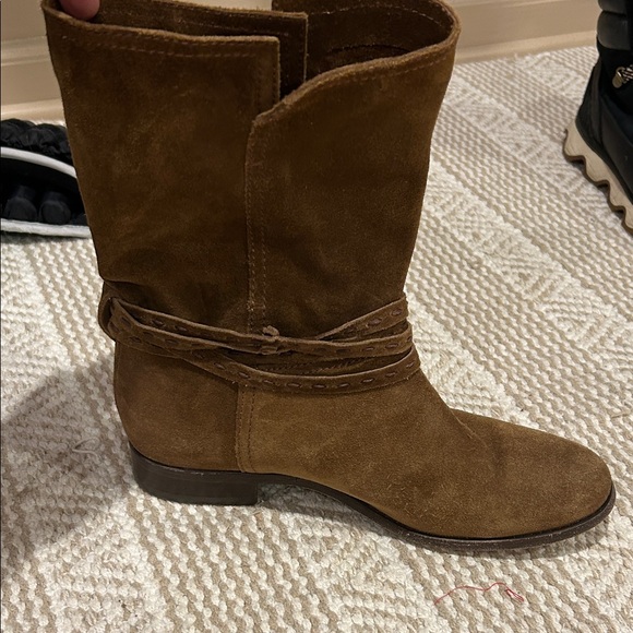 Frye Cara Brown Suede mid calf Boots - Picture 6 of 11